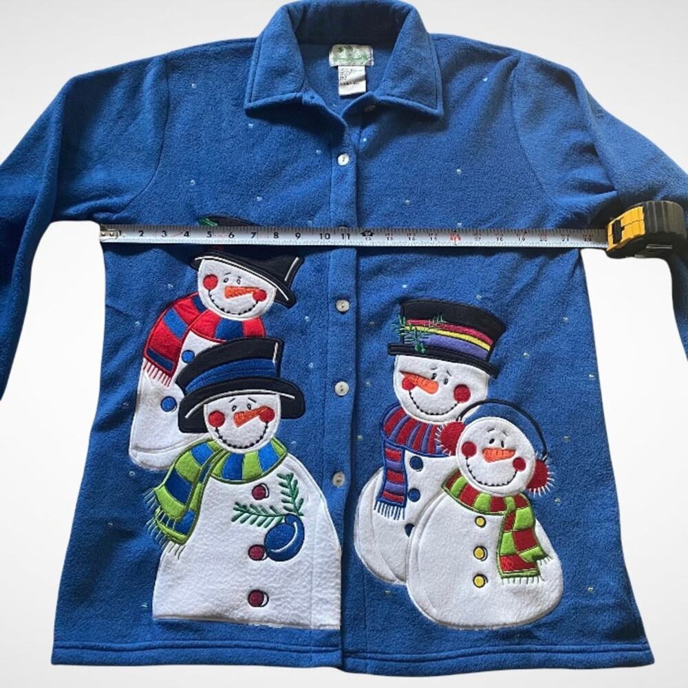 The Quacker Factory 2-Sided Snowman Button-Up Sha… - image 5
